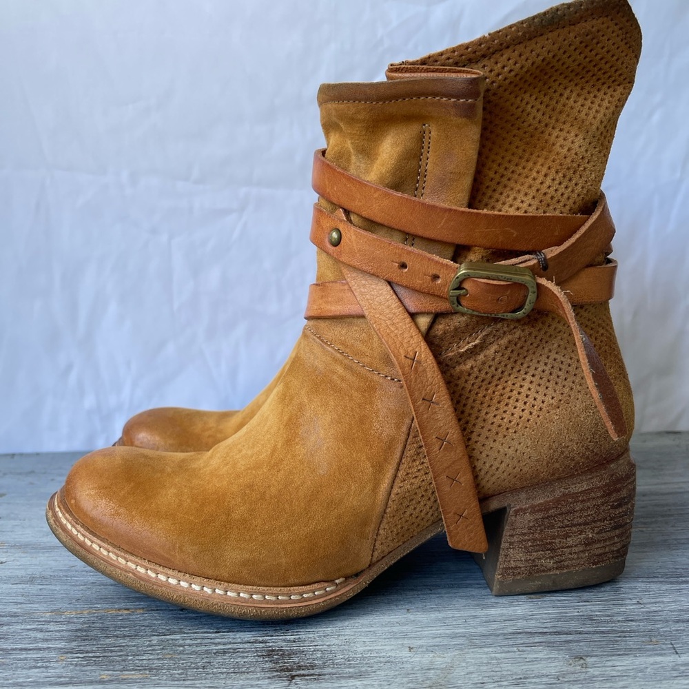 A.S.98 Airstep Italian Zipper Leather Ankle Biker Boots Brown Size EU 39/ US 8.5